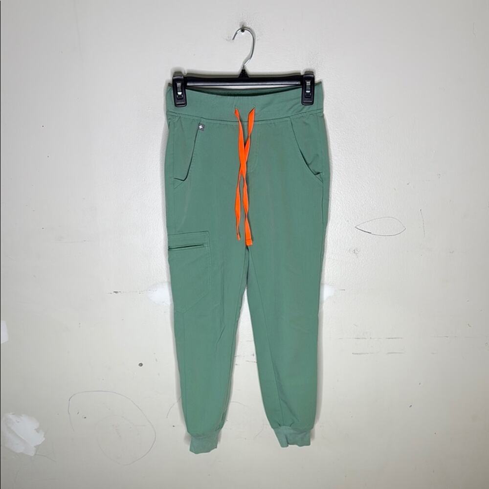 Figs Mint Green Jogger Pants with Bright Orange Drawstring Size XXS